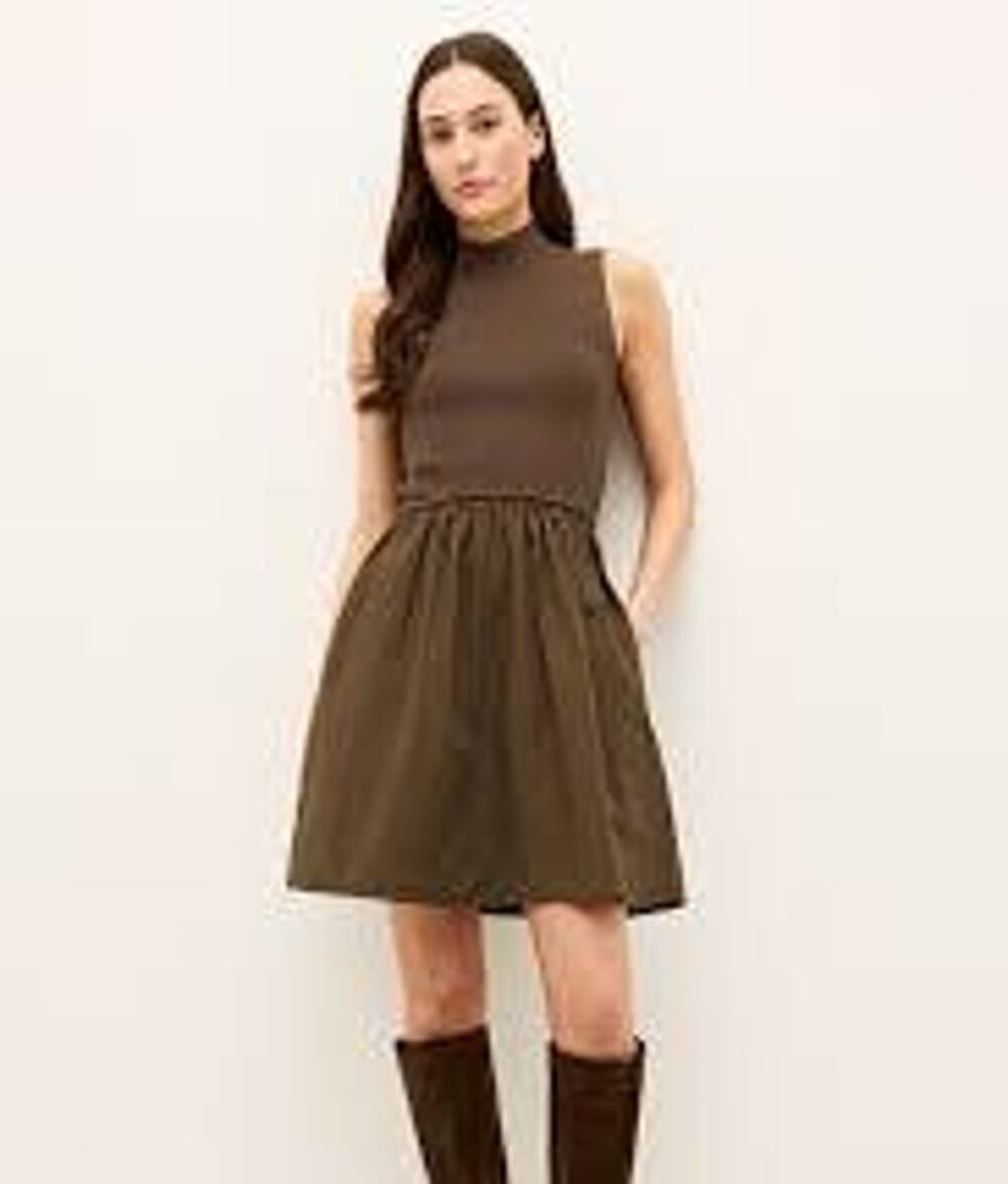 Marie Oliver Reynolds Mini Dress in Carob Brown XS NWT Minimalist Quiet Luxury